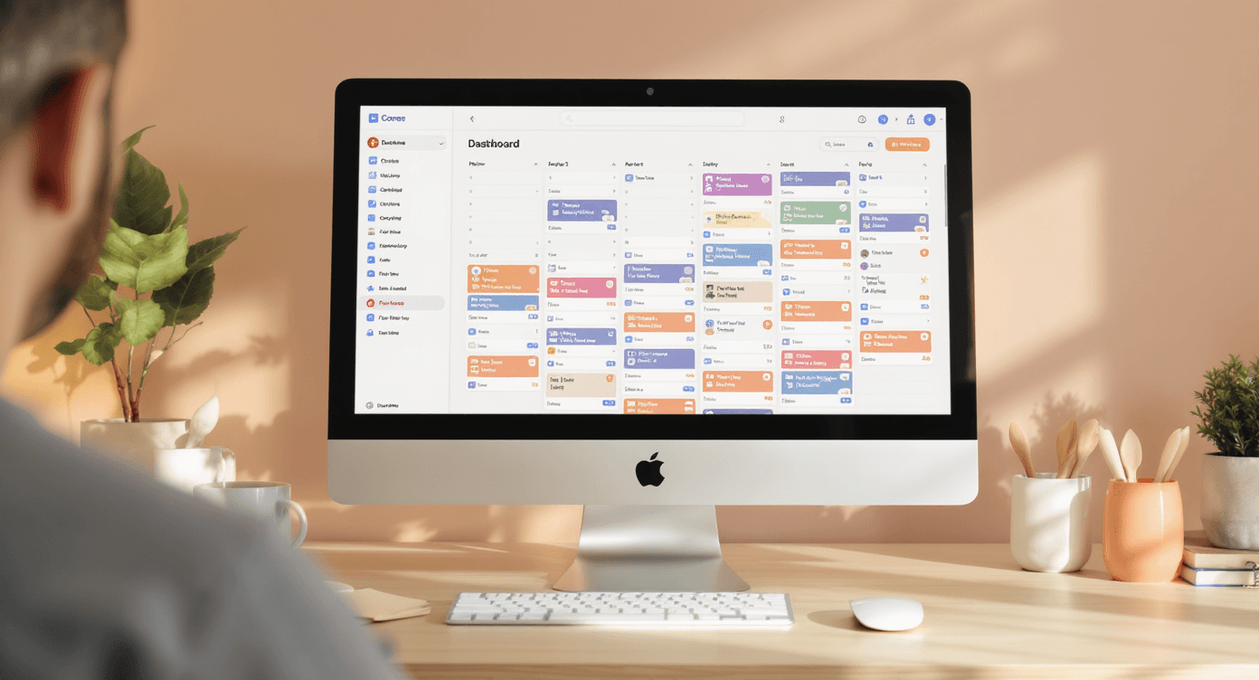 Social Agent dashboard — AI-powered content calendar showing weekly posts for Instagram, Facebook, LinkedIn, TikTok, and X